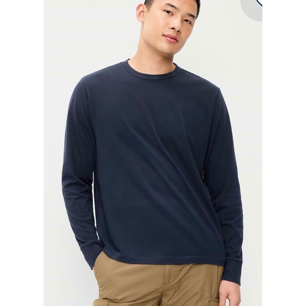 NWT Old Navy Mens Soft-Washed Long Sleeve Crew Neck T-Shirt Navy Size Medium